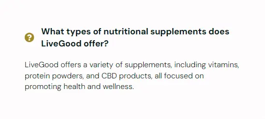 What types of nutritional supplements does LiveGood offer?